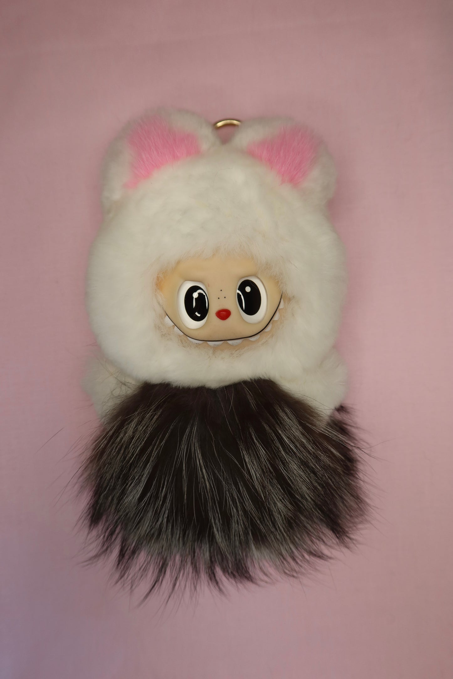 White w/ Long Gray Fur Floofy