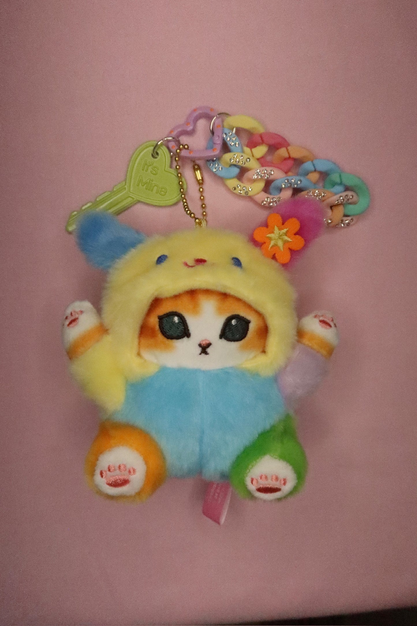 Rainbow Kitty Plush Keychain