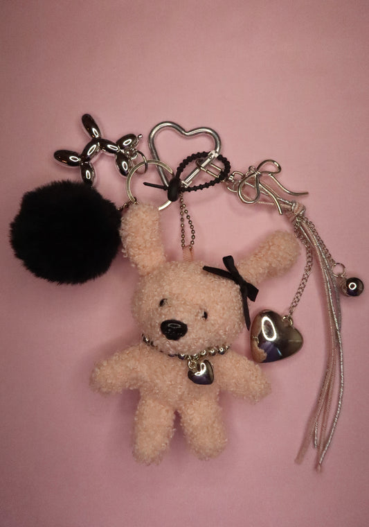Pink Puppy Plush Keychain