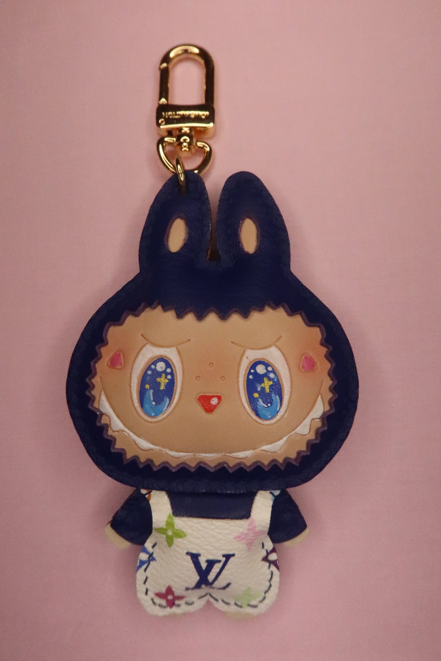 LV Hand-Painted Keychain – Navy Blue