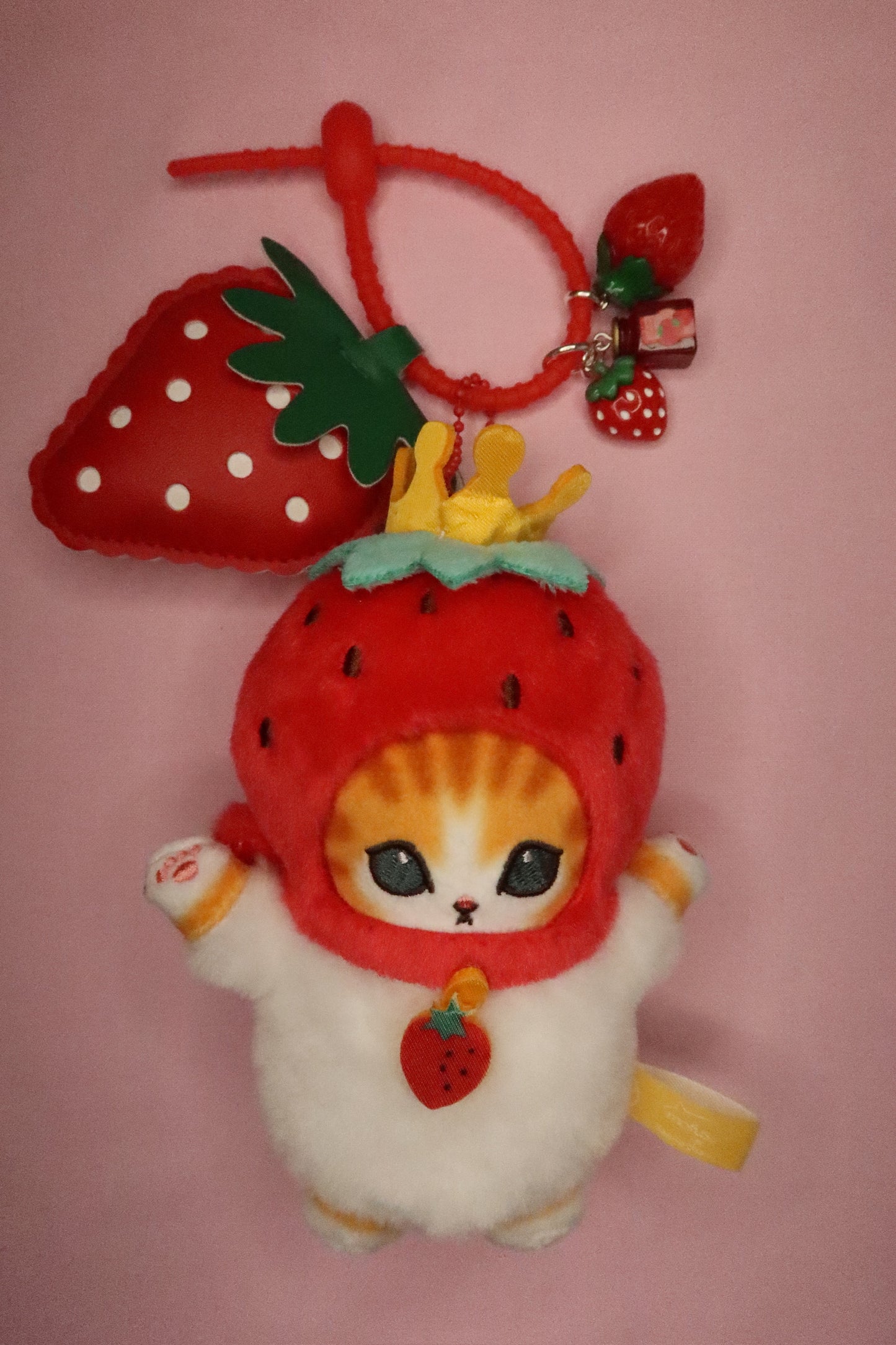 Strawberry Kitty Plush Keychain